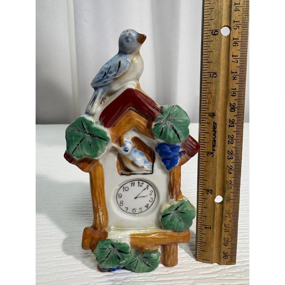 Vintage Ceramic Cuckoo Clock Wall Pocket Bud Vase Made in Japan Figurine S0041